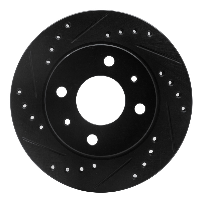 Nissan 200SX Brake Rotor (1) - Front Left - R1 Concepts - Drilled & Slotted - Black - `95-`00